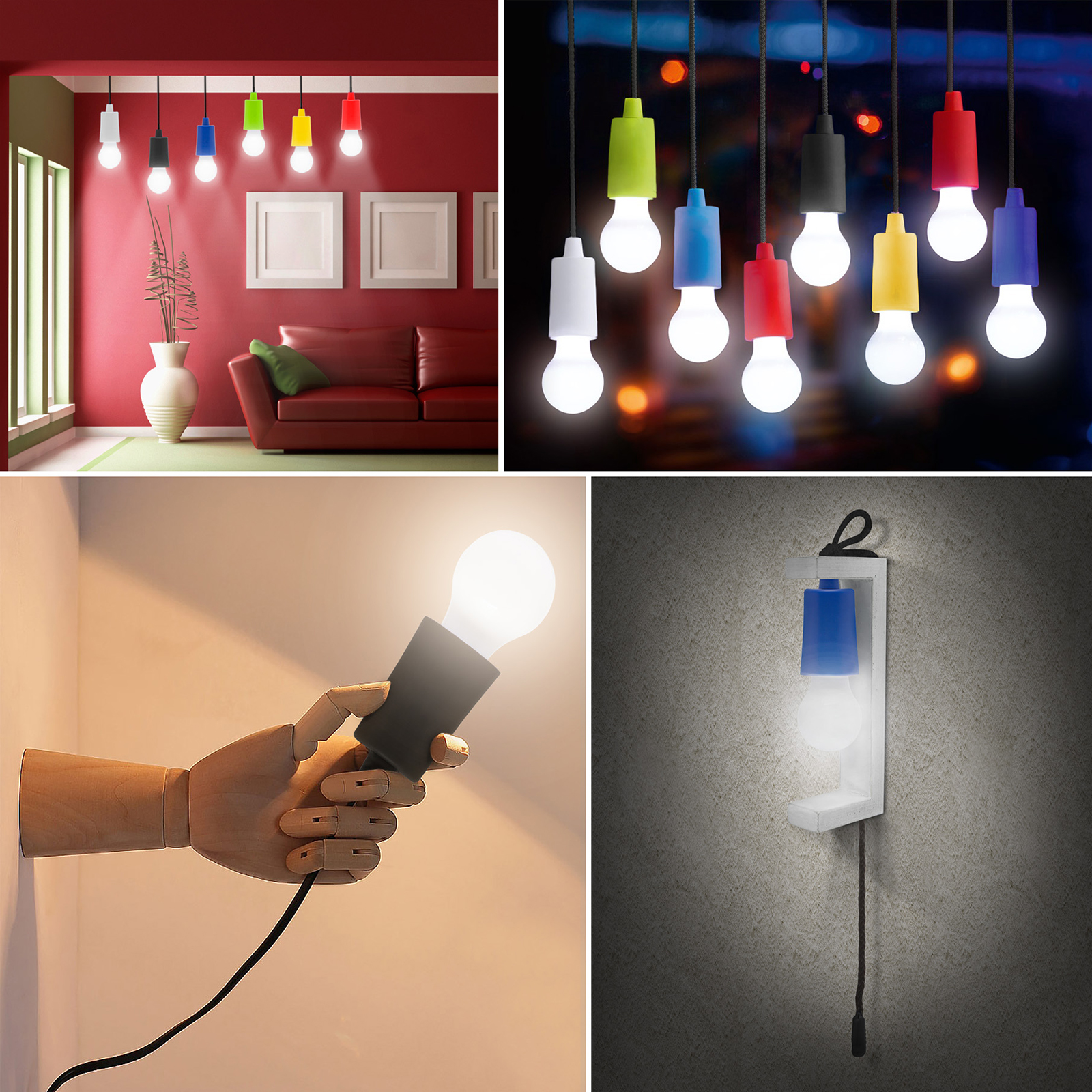 Závesná LED lampa s ťahovým vypínačom-čierna