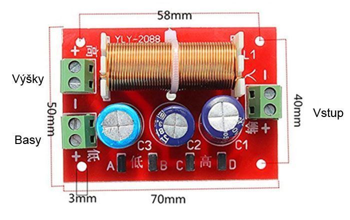 Výhybka Univerzálna 4-8ohm/100W s korekciami