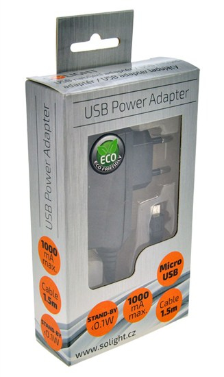 Nabíjačka micro USB, 1000mAh,  Solight DC38