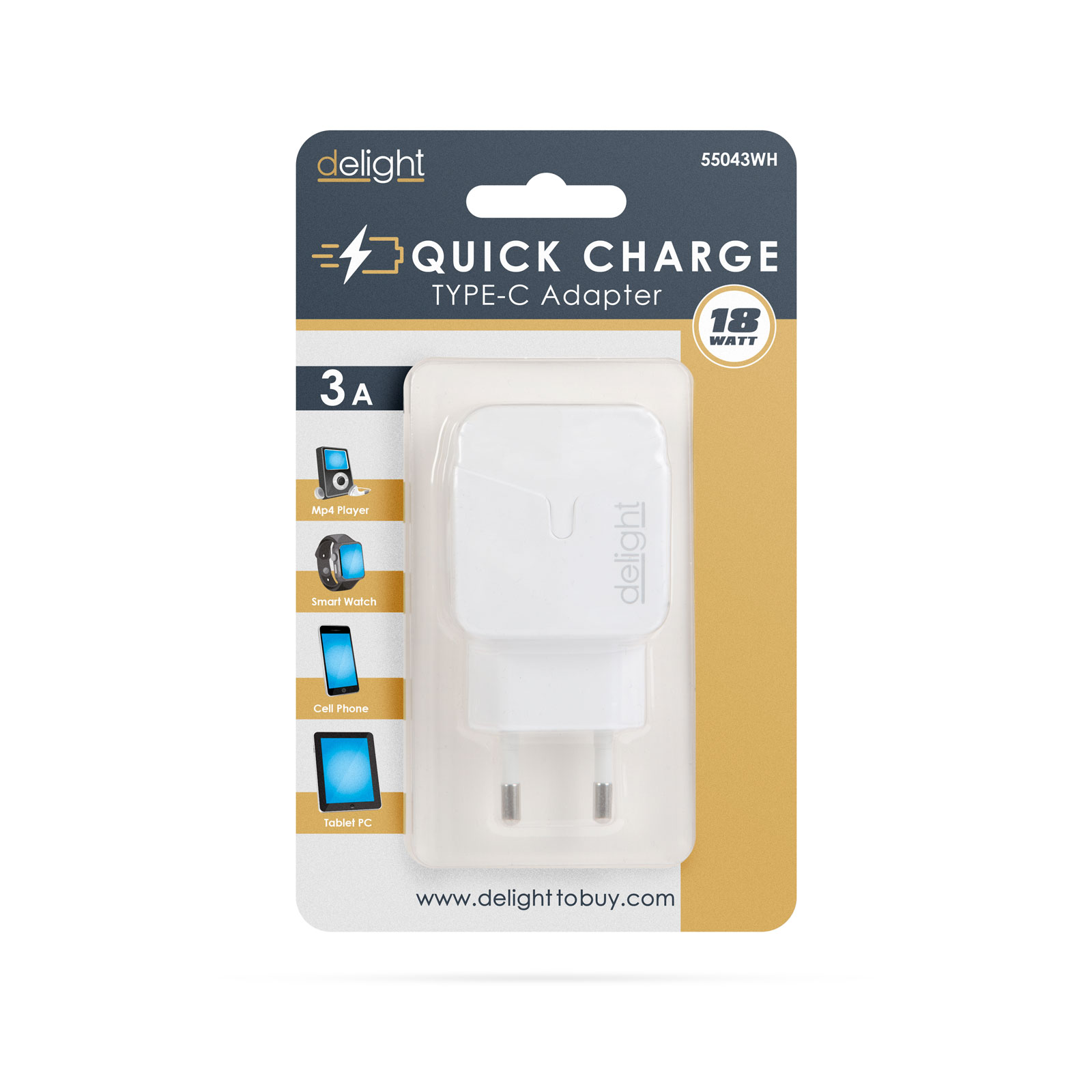 Sieťový adapter Type-C PD18W s rýchlonabíjaním - biely 
