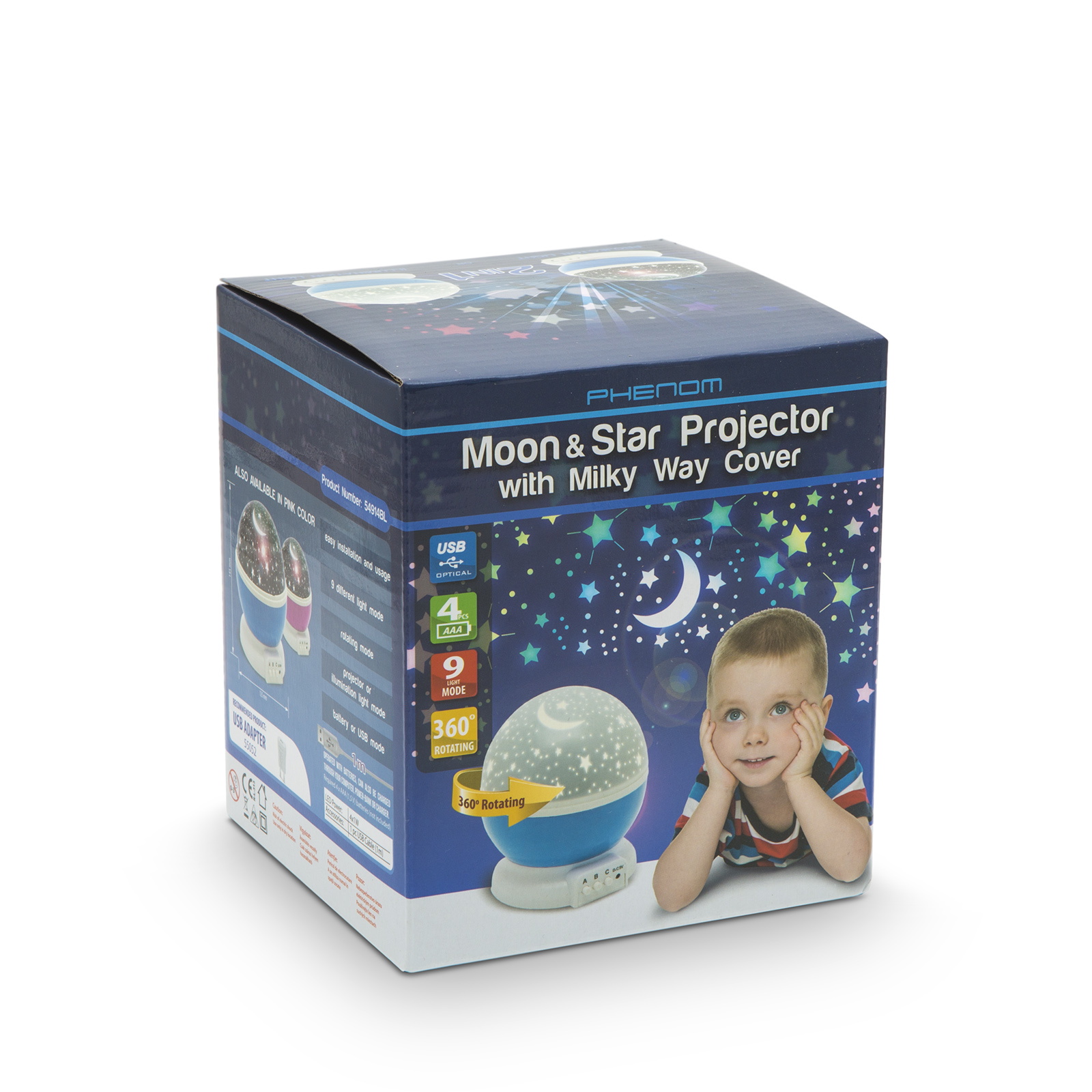 LED mini projektor - hviezdna obloha modrá